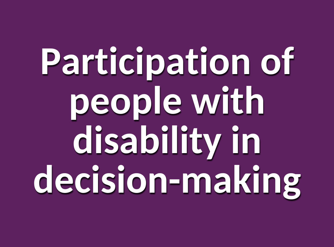 Facilitate greater active participation of people with disability